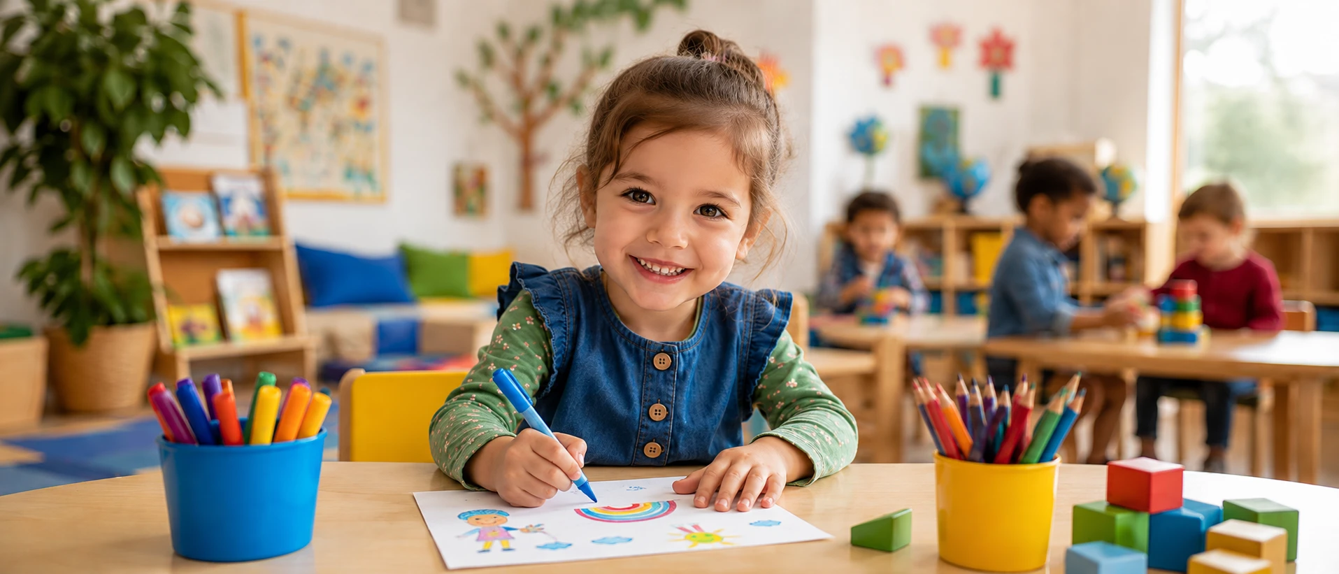 Preschool student learning in a classroom at The Weston School in Central Indiana