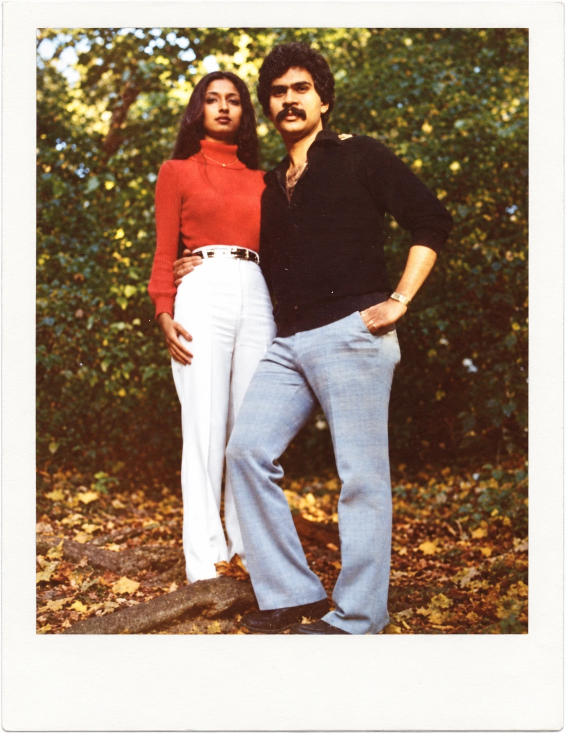 Vintage photograph of young Nazli and Mohsin Khan, founders of The Weston School, standing together outdoors